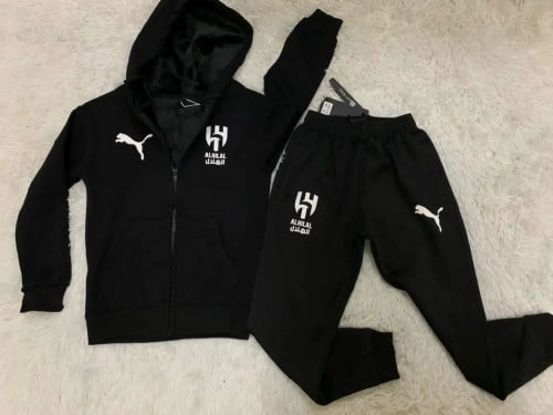 طقم جاكت سحاب شتوي بشعار نادي الهلال جاكت مع سروال-متجر تدفق