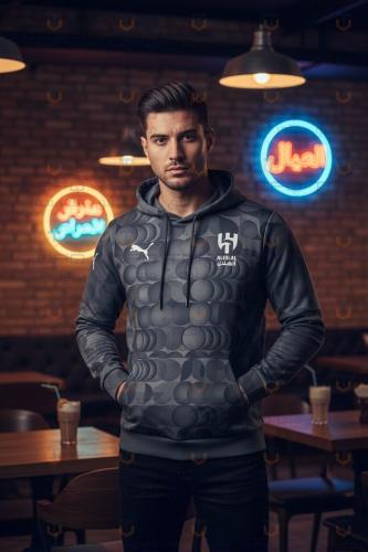 بلوفر شتوي بشعار نادي الهلال الاسود متجر تدفق