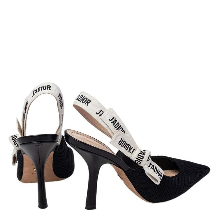 Dior Black Canvas J'Adior Slingback Sandals