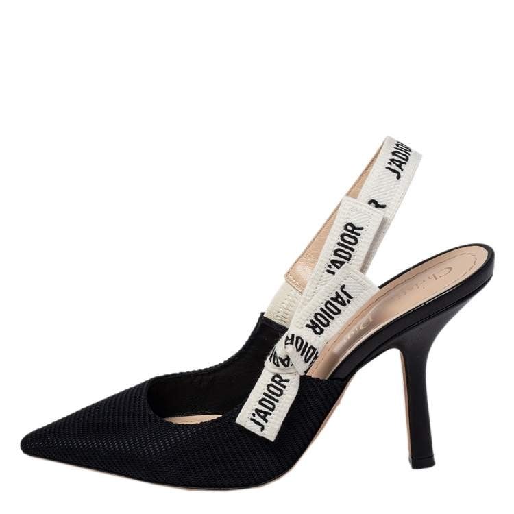 Dior Black Canvas J'Adior Slingback Sandals