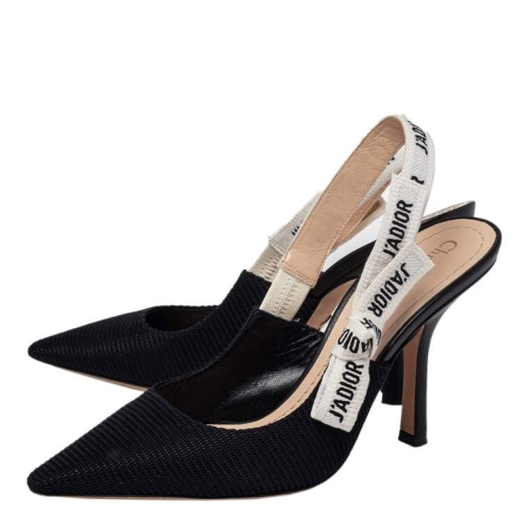 Dior Black Canvas J'Adior Slingback Sandals