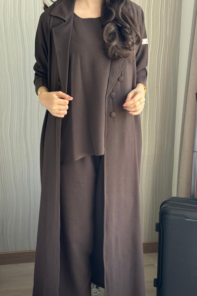 عباية سفر ياقة بني