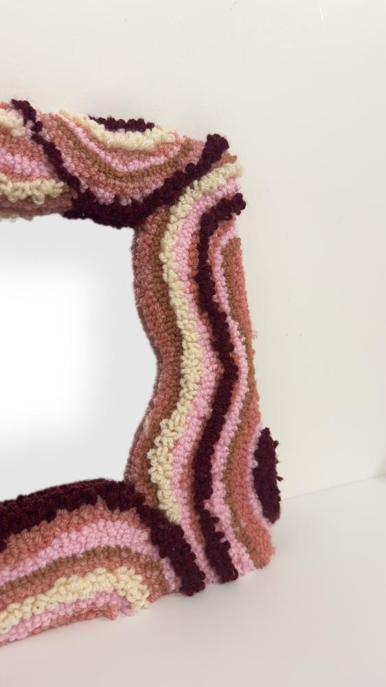 Gemstone Tufted Mirror Small Pink