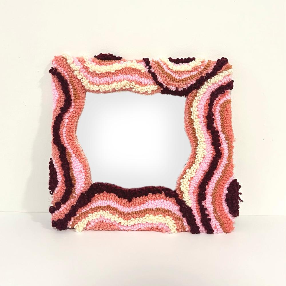 Gemstone Tufted Mirror Small Pink