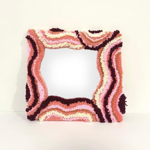 Gemstone Tufted Mirror Small Pink