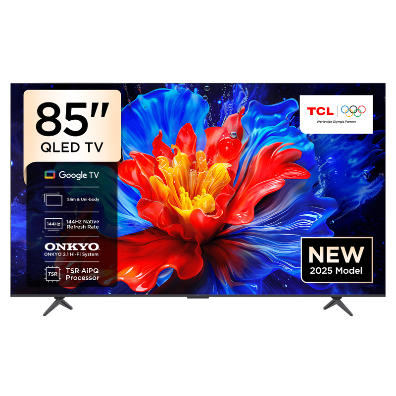 تلفزيون تي سي ال ذكي 85 بوصة QLED-4K 144Hz نظام جوجل تي في - 85P8K