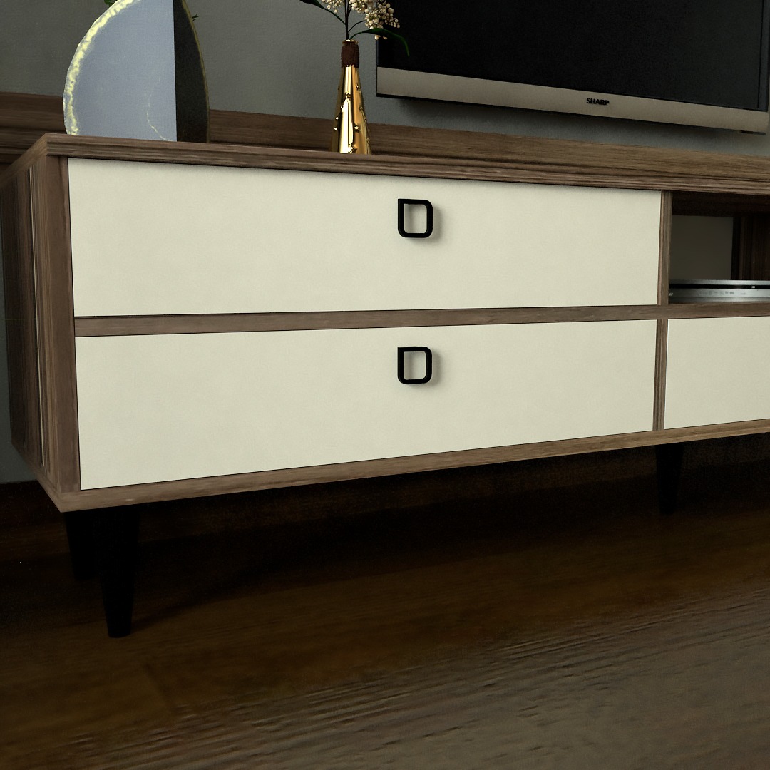 طاولة تلفزيون بني وبيج-موديل Tv49