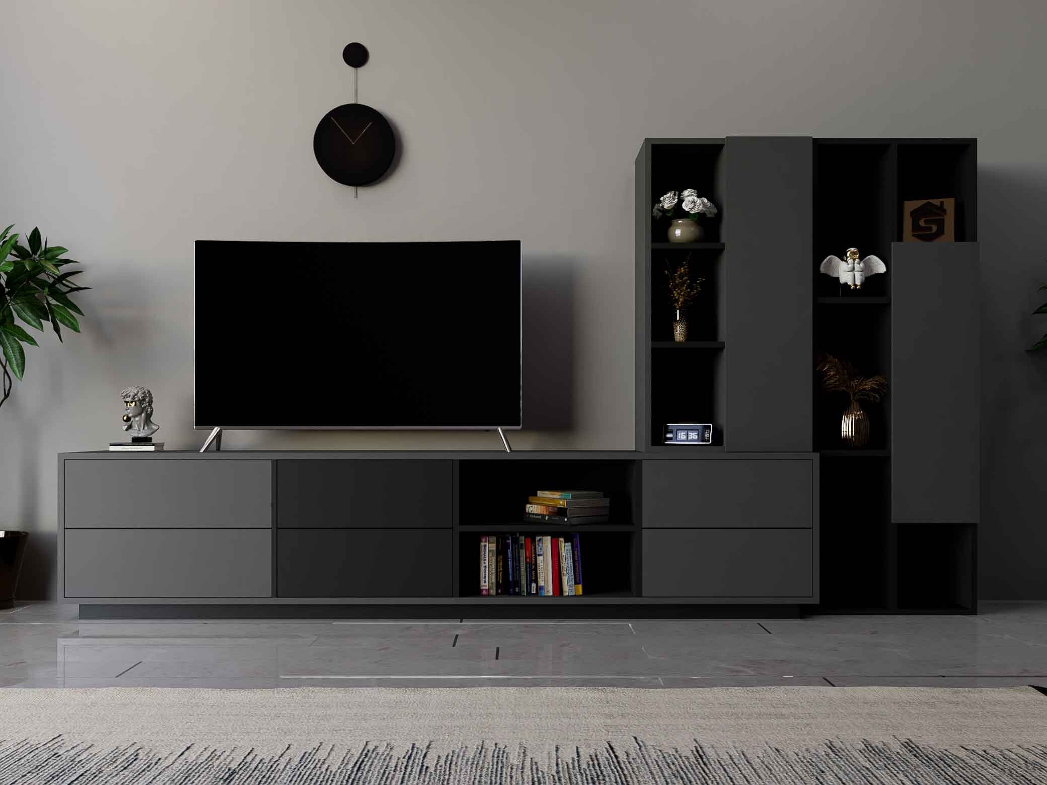 طقم طاولات اسود مع رمادي غامق-موديل SH63