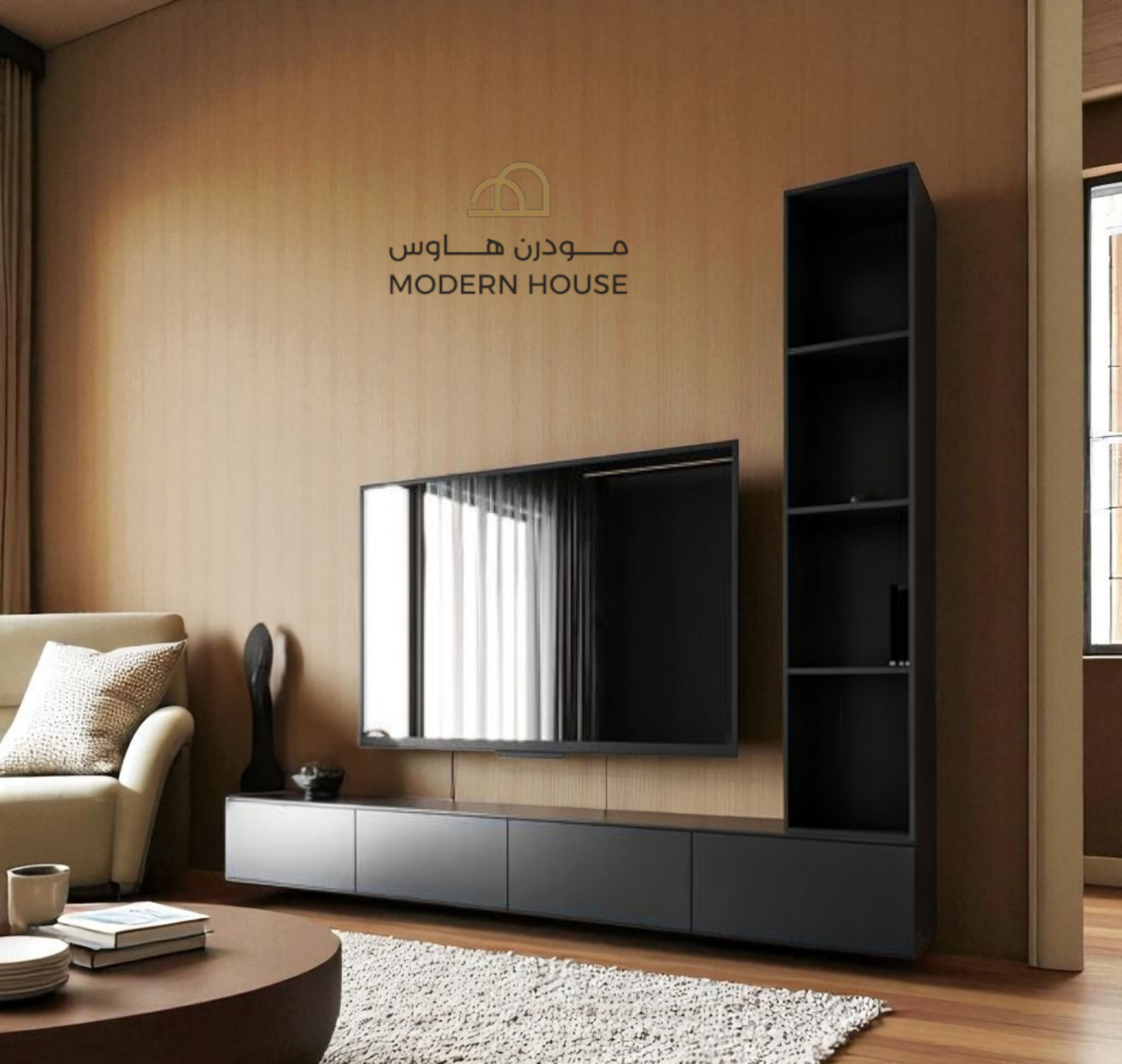 طاولة تلفاز معلقه  لون اسود-موديل Lusy plus