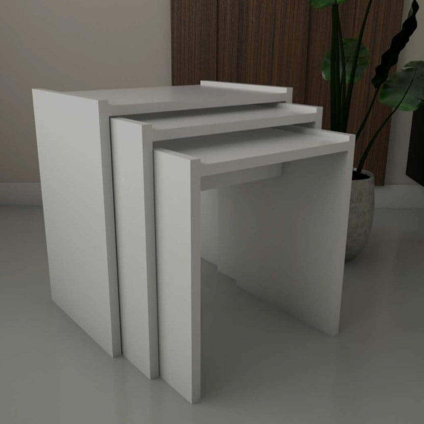 3 طاولات خدمة ابيض -موديل Ct02