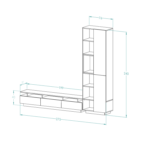 طاولة تلفاز اسود مع بني 2060 -موديل Alfa