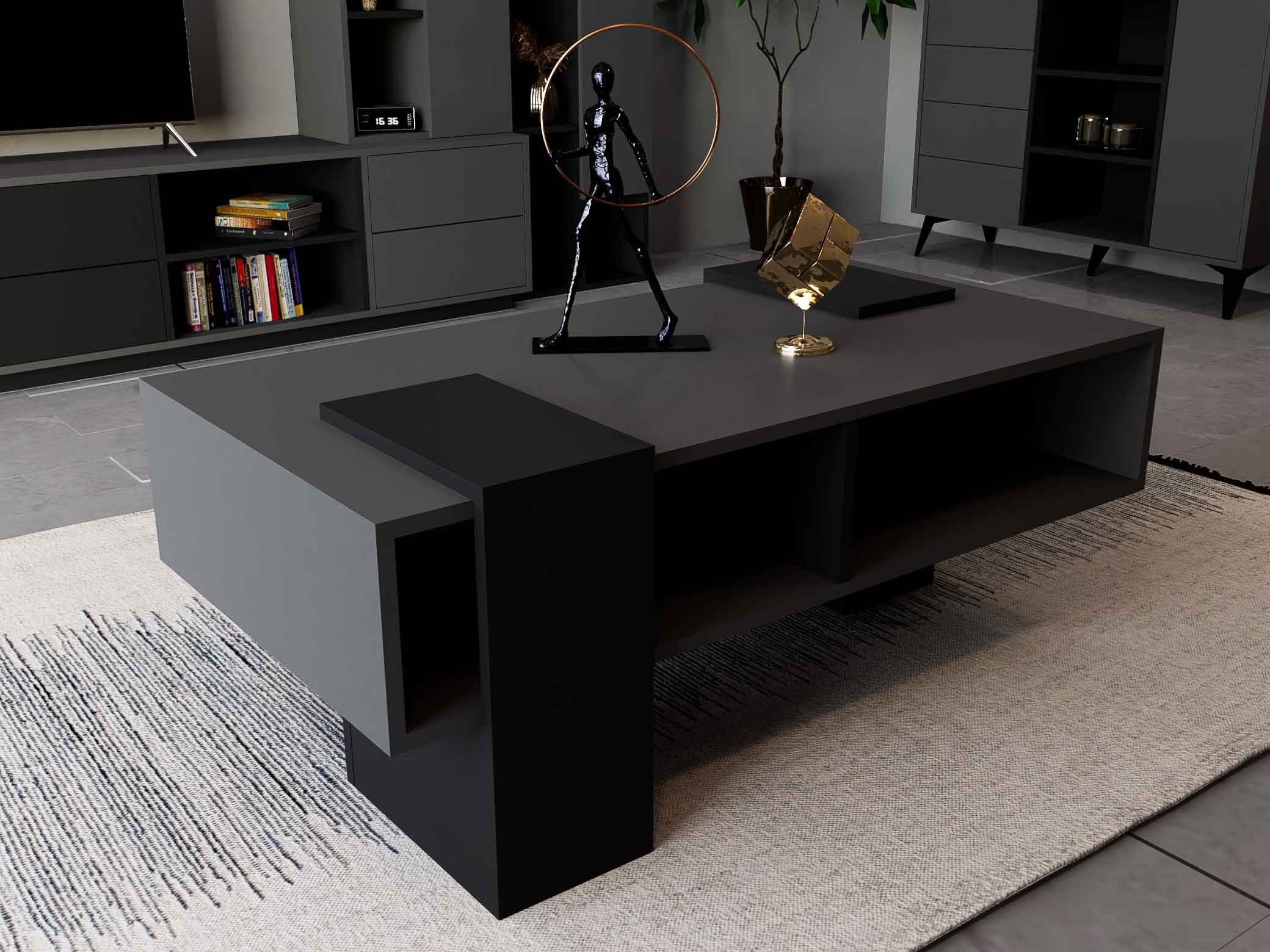 طقم طاولات اسود مع رمادي غامق-موديل SH63