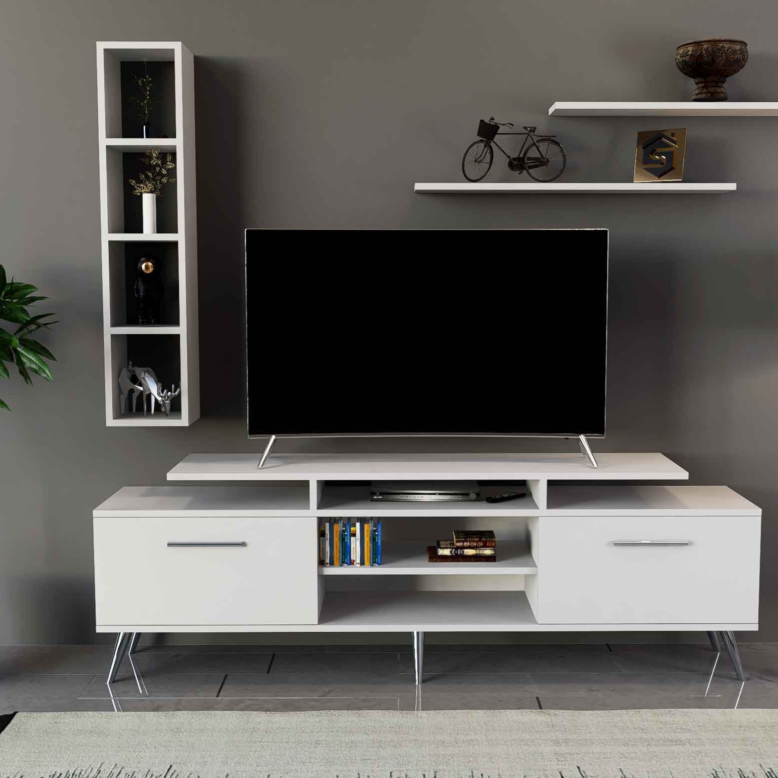 طاولة تلفزيون ابيض - موديل TV04