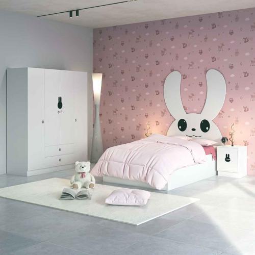 غرفة نوم ارنب ابيض للأطفال - SET-BD-BUNNY01