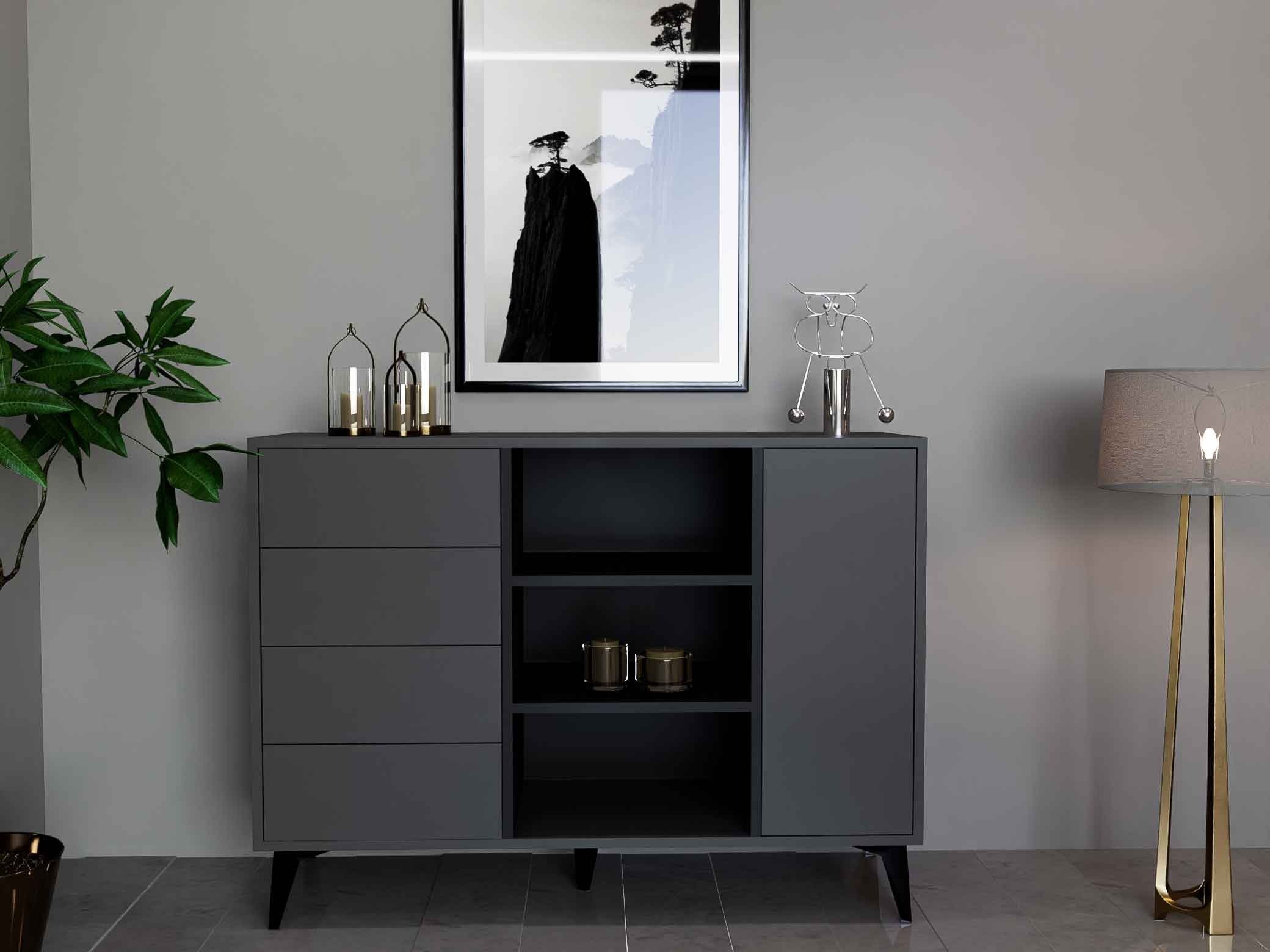 طقم طاولات اسود مع رمادي غامق-موديل SH63