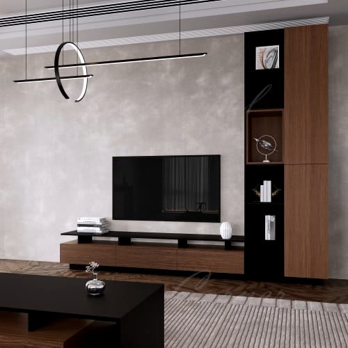 طاولة تلفاز اسود مع بني 2060 -موديل Alfa