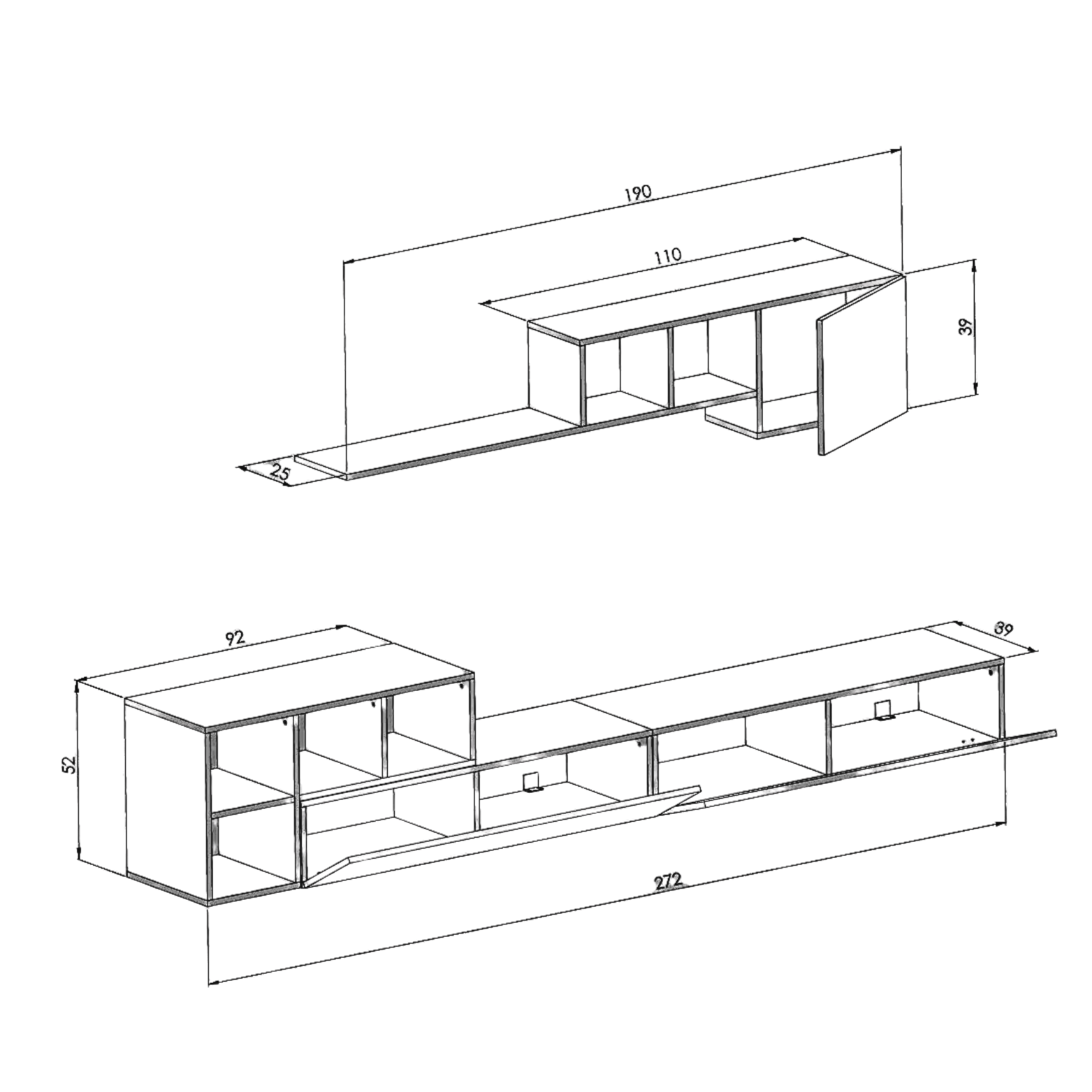 طاولة تلفاز  ابيض مع بني2060- موديل MELO