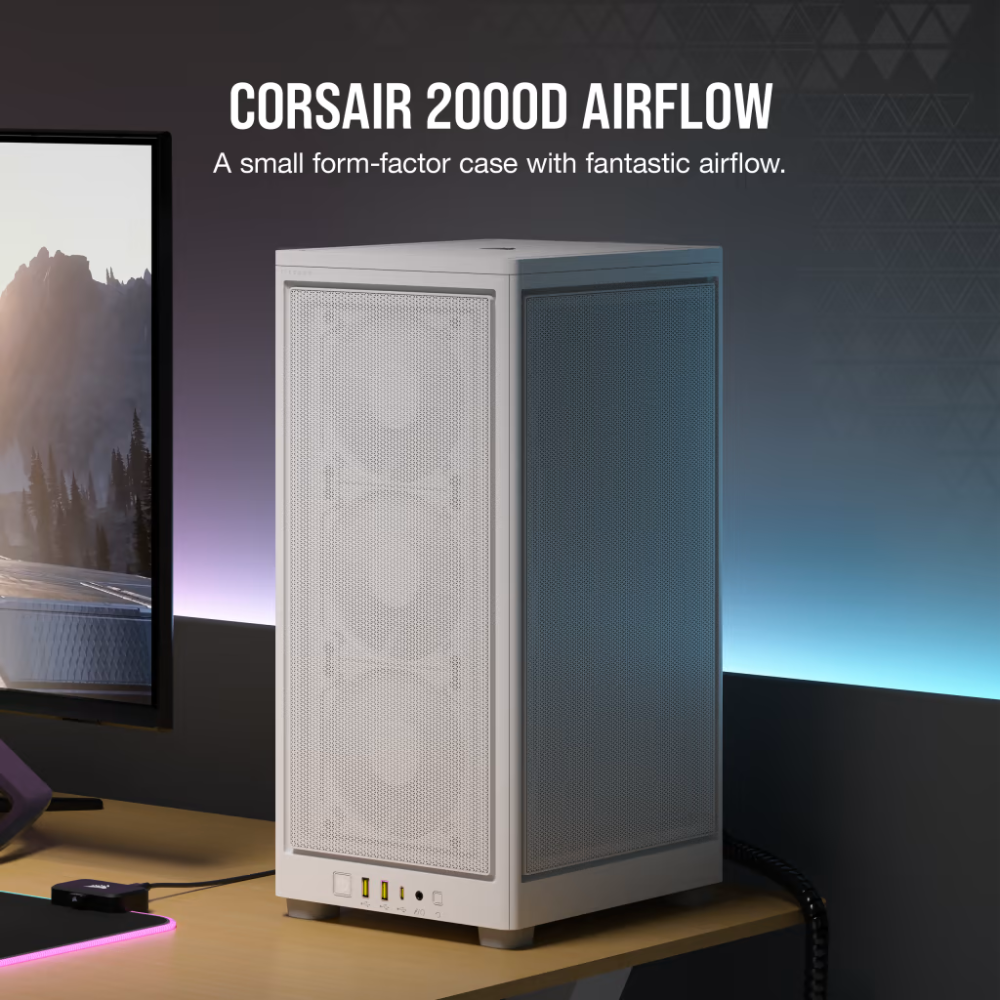 Corsair 2000D AIRFLOW Mini-ITX PC Case - White