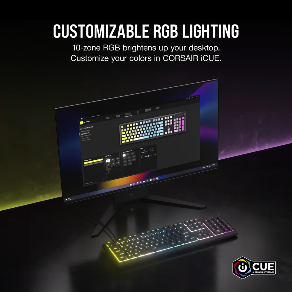 Corsair K55 CORE RGB Gaming Keyboard Full Size — Black