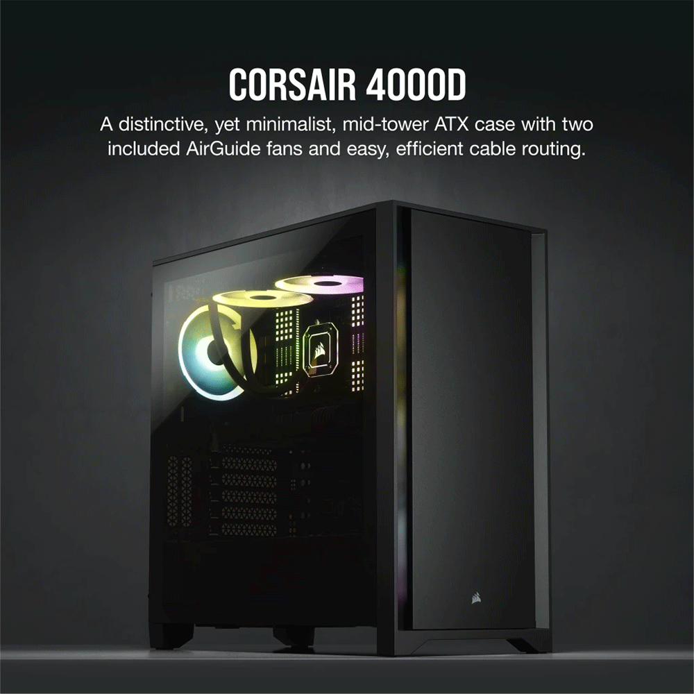 Corsair 4000D Tempered Glass Mid-Tower ATX Case — Black