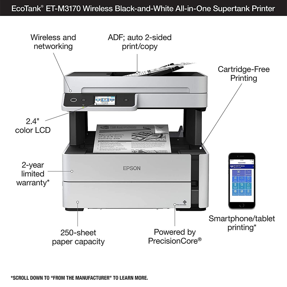 EPSON EcoTank Monochrome M3170 4in1 Wi-Fi InkTank Printer