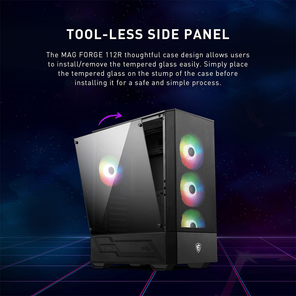 MSI MAG FORGE 112R ATX Mid Tower PC Case With 4x ARGB Fans