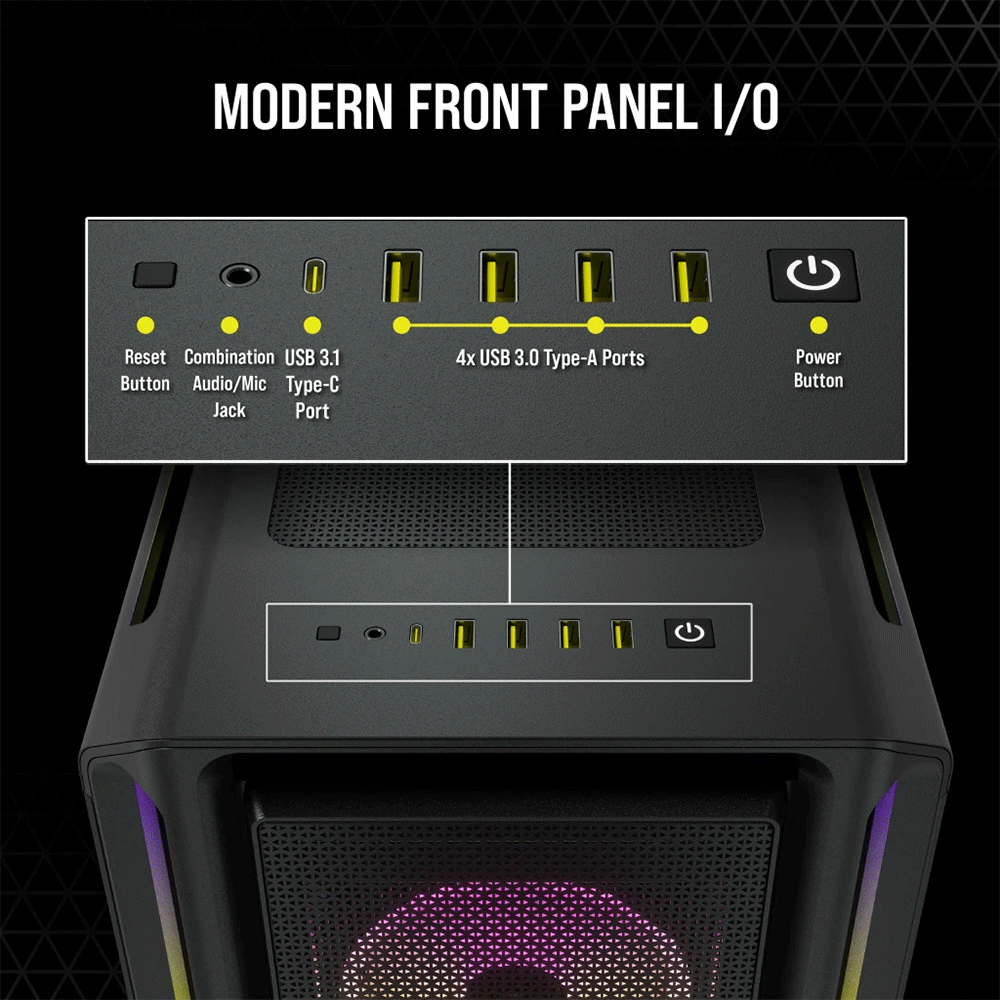 Corsair iCUE 5000T RGB Tempered Glass Mid-Tower ATX PC Case — Black
