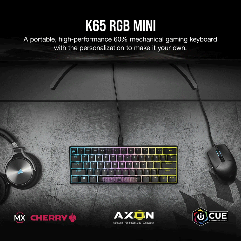 Corsair K65 RGB MINI 60% Mechanical Gaming Keyboard — CHERRY MX Red