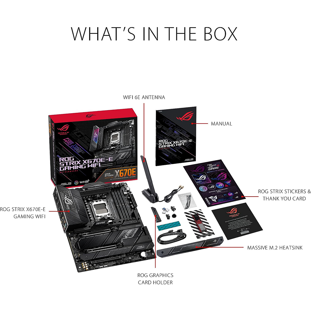 اسوس ROG STRIX X670E-E GAMING WIFI اللوحة الام بمقبس AM5 لمعالجات AMD