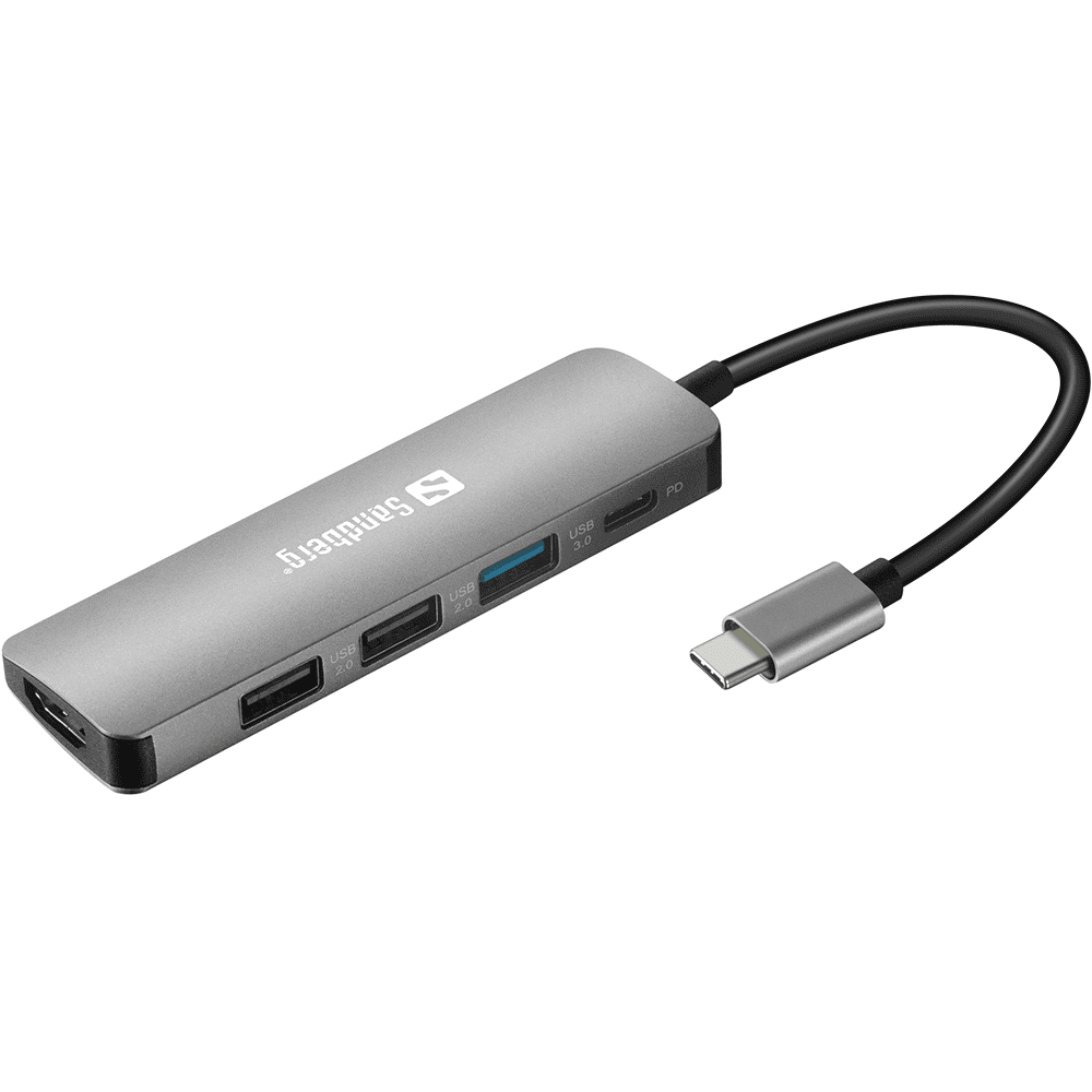 ساندبيرج USB-C Dock HDMI+3xUSB+PD 100W قاعدة توصيل