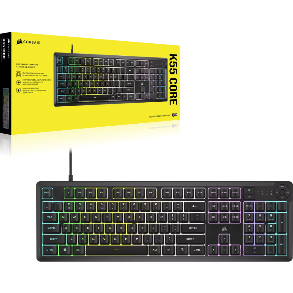 Corsair K55 CORE RGB Gaming Keyboard Full Size — Black