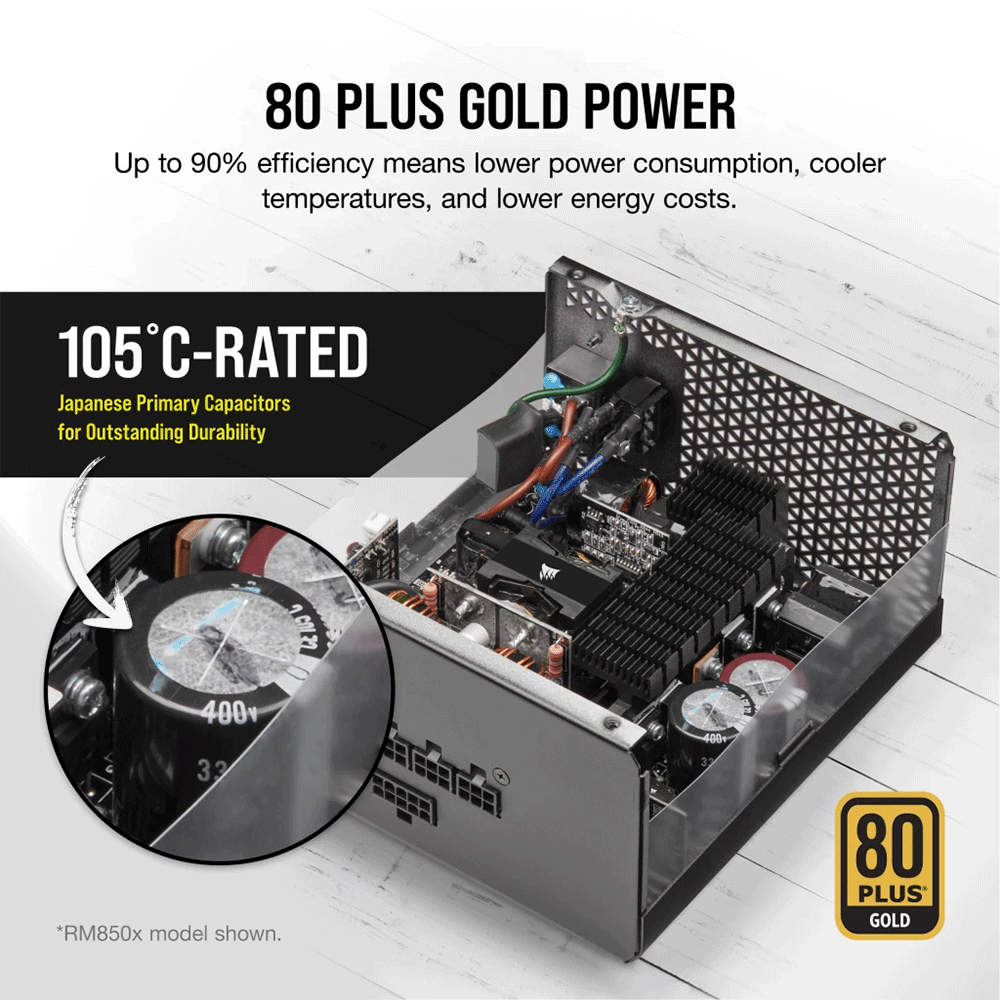Corsair RM1000x, 1000 Watt 80 PLUS Gold Fully Modular ATX Power Supply