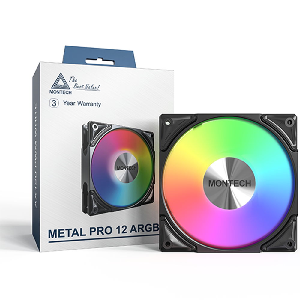 مونتيك METAL PRO 12 ARGB PWM مروحة تبريد فردية 120 مم بإضاءة ARGB