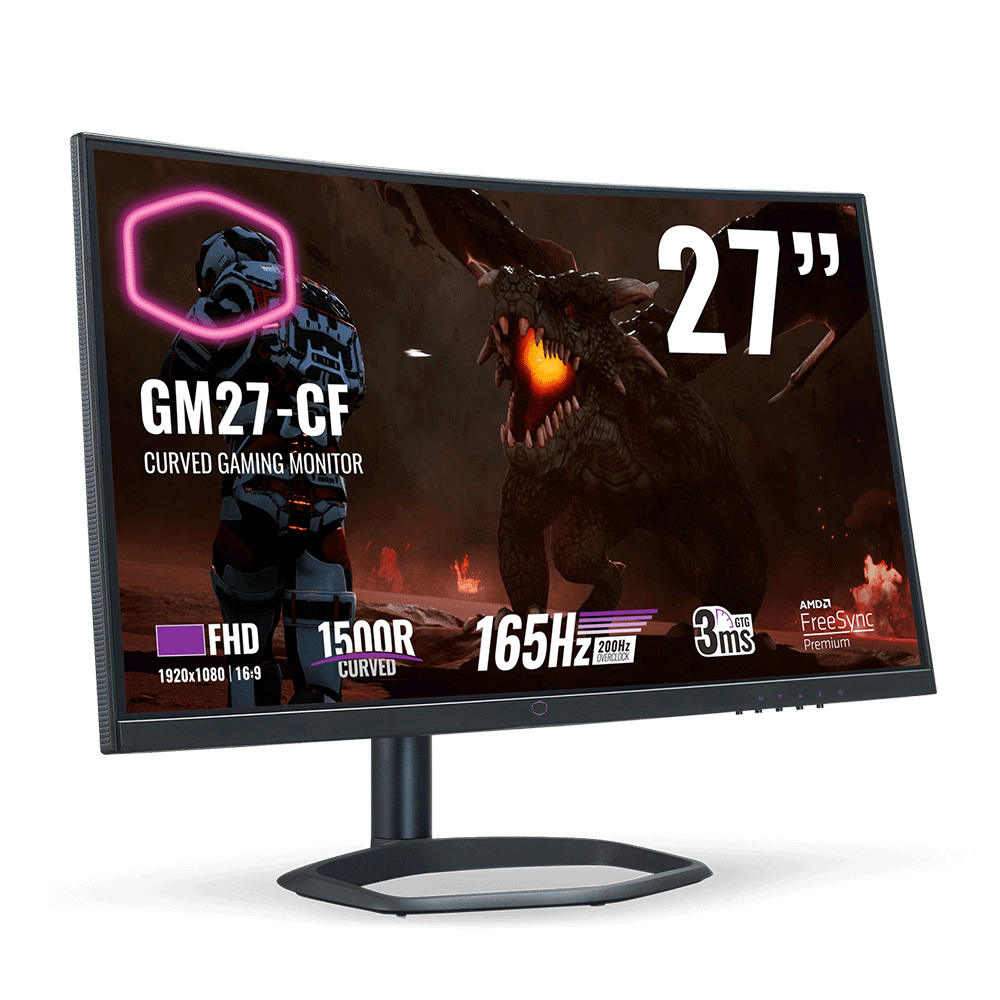 كولر ماستر GM27-CF شاشة منحنية 27 بوصة بدقة Full HD وتردد 165Hz و 1ms