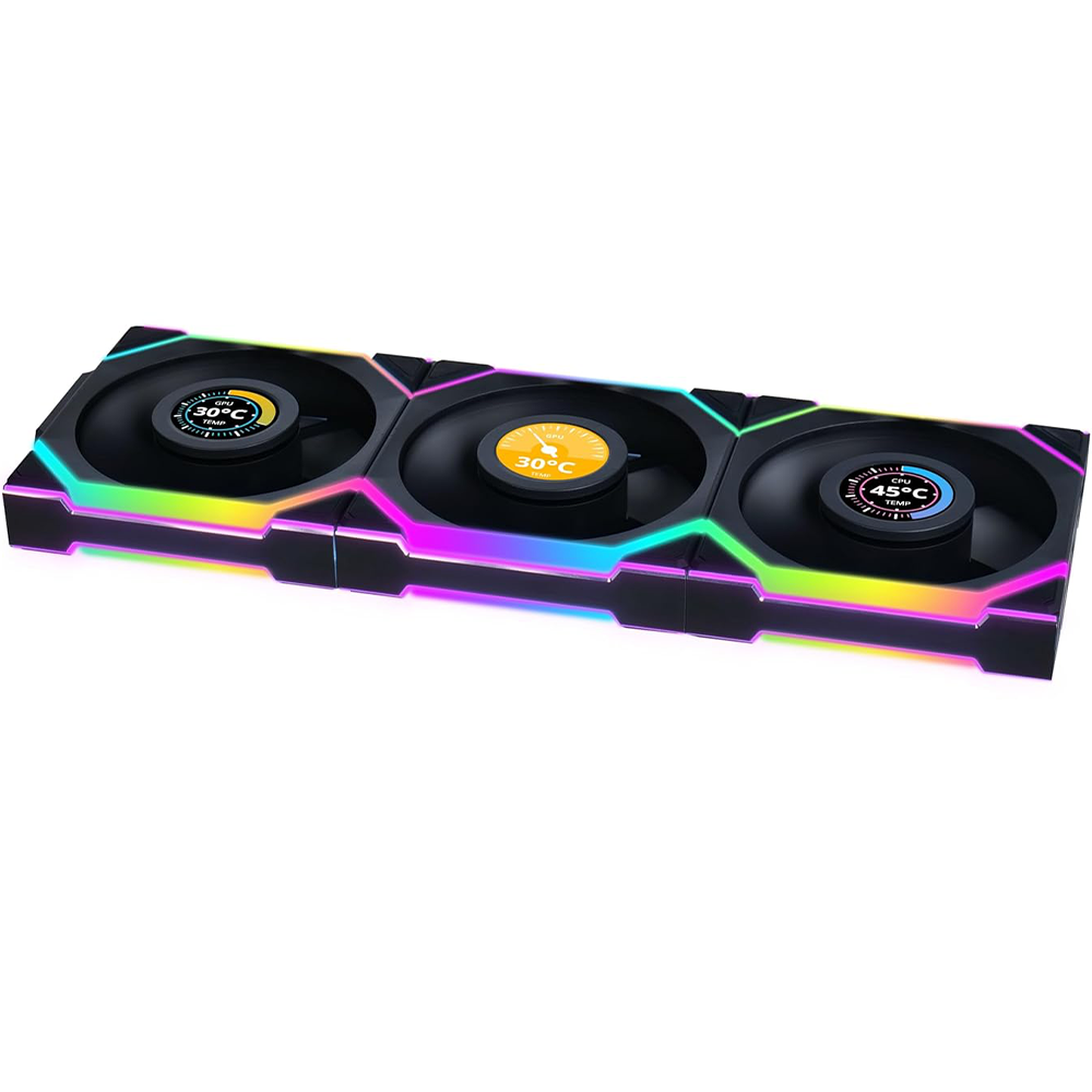 ليان لي UNI FAN SL Wireless LCD 120mm طقم 3 مراوح مع جهاز تحكم لاسلكي