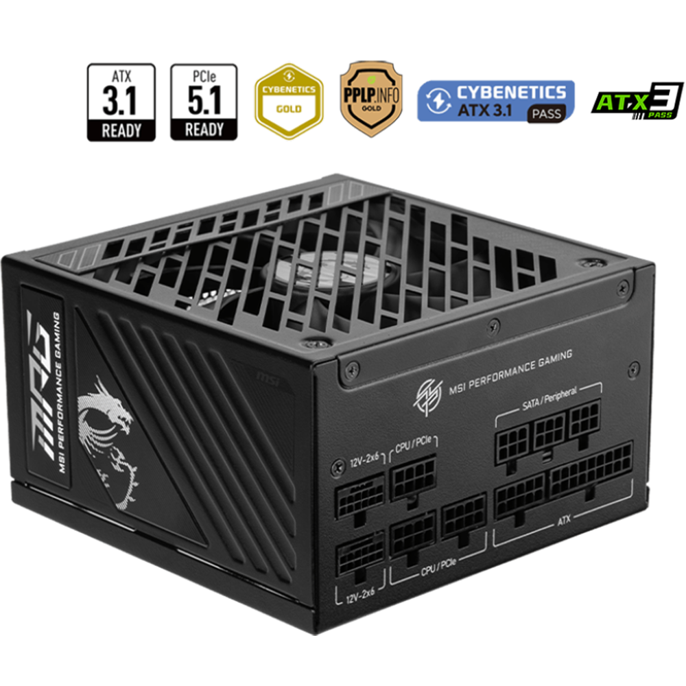 MSI MPG A1000GS PCIE5 80 Plus Gold Full Modular Power Supply