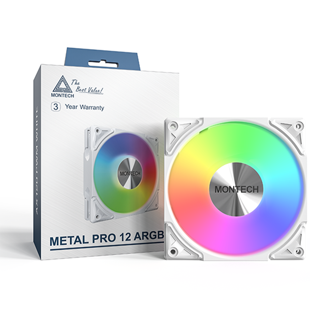 مونتيك METAL PRO 12 ARGB PWM مروحة تبريد فردية 120 مم بإضاءة ARGB