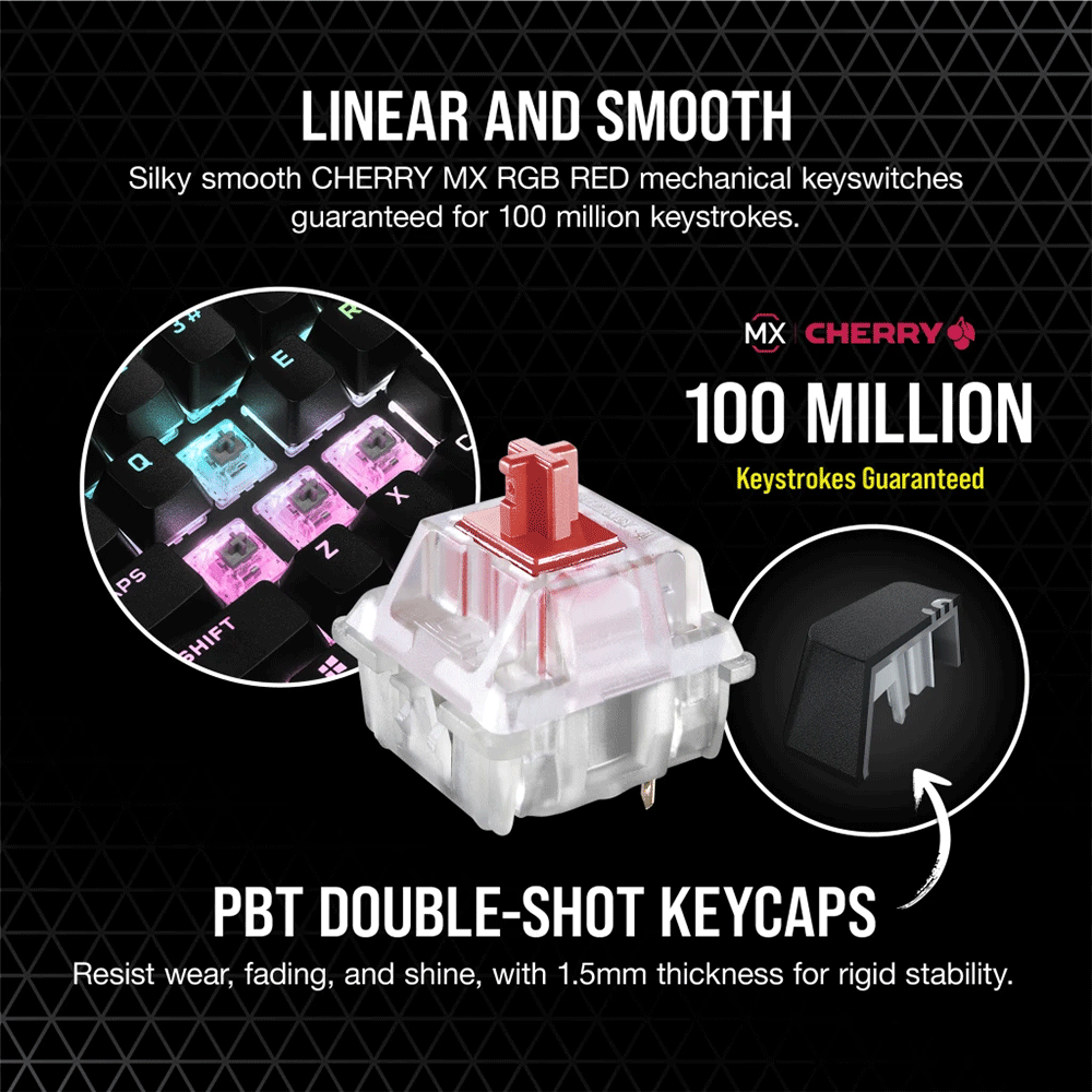 Corsair K65 RGB MINI 60% Mechanical Gaming Keyboard — CHERRY MX Red