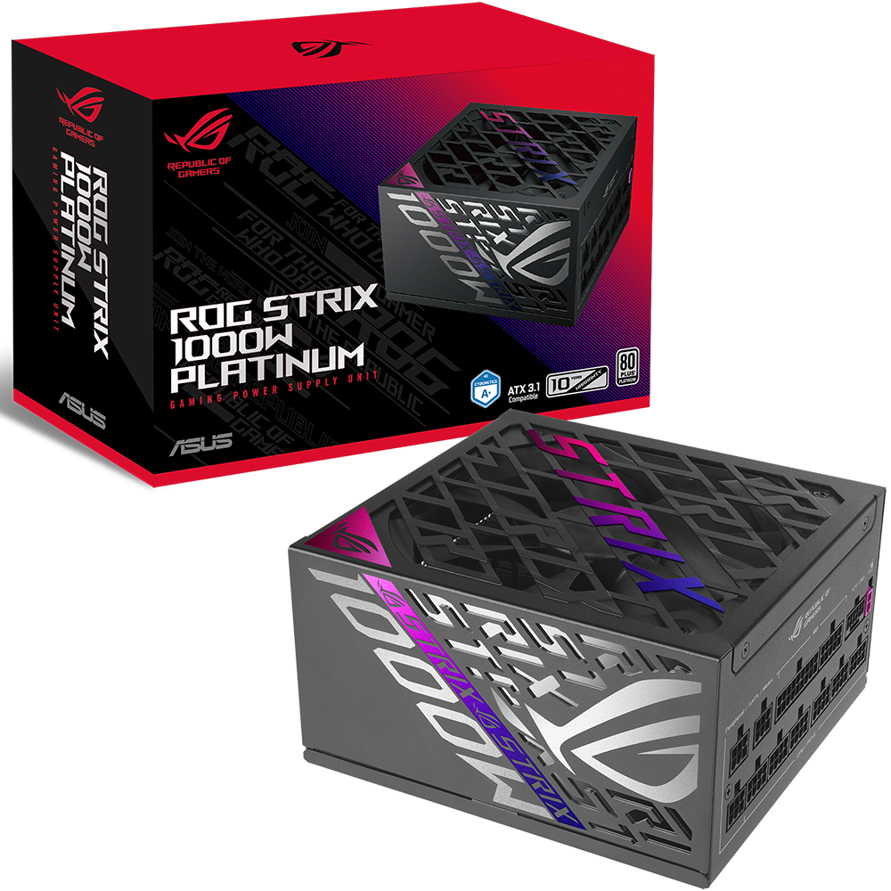 اسوس ROG STRIX 1000W Platinum مزود طاقة بلاتينوم قابل للتخصيص بالكامل