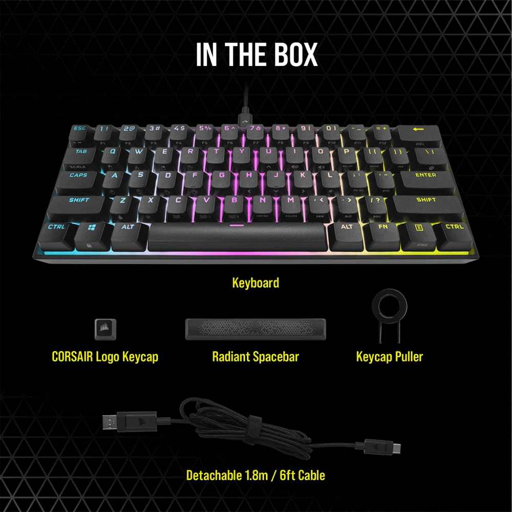 Corsair K65 RGB MINI 60% Mechanical Gaming Keyboard — CHERRY MX Red