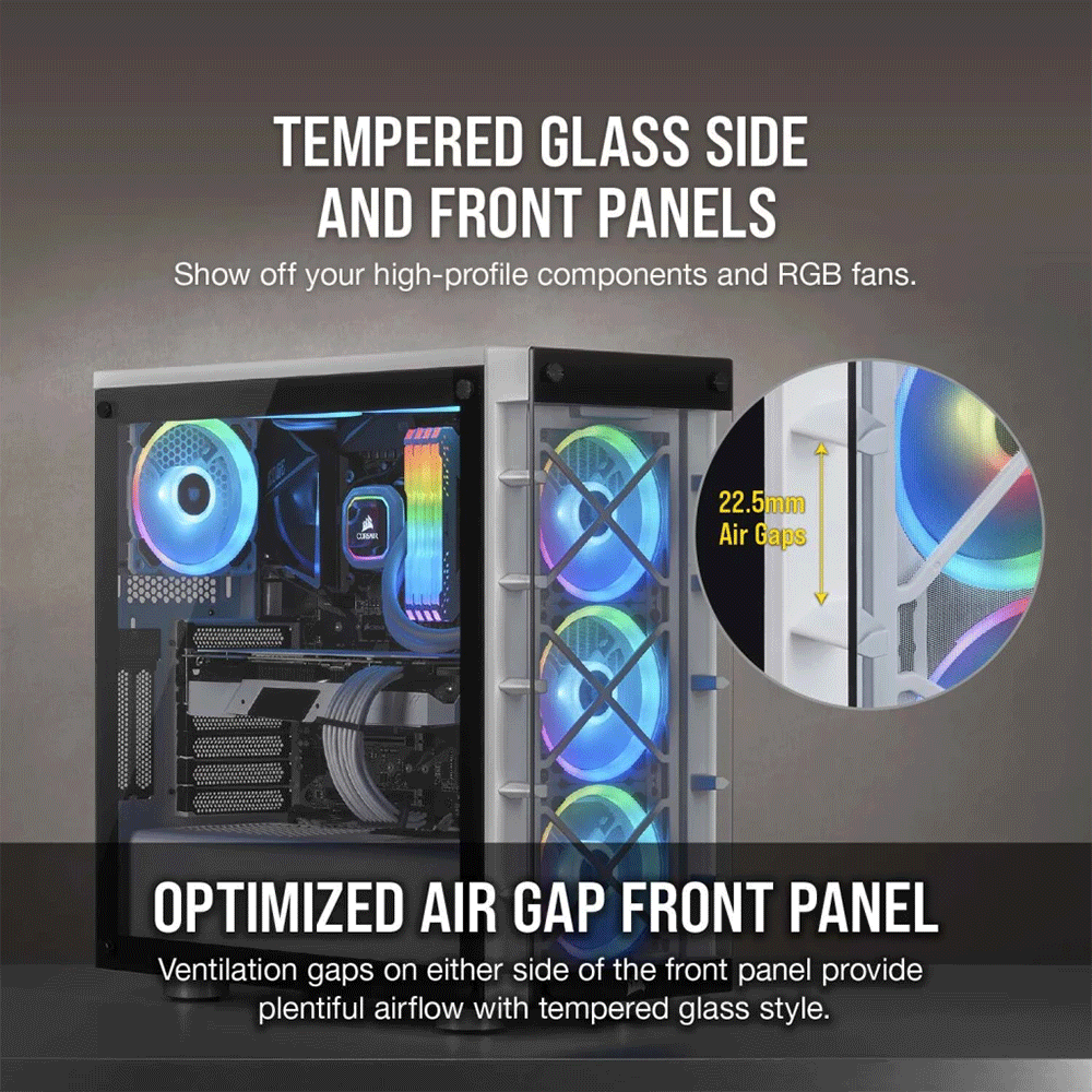 Corsair iCUE 465X RGB Mid-Tower ATX Smart Case — White