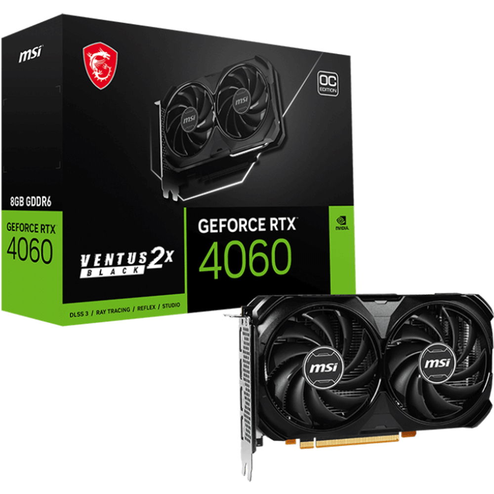 ام اس اي GeForce RTX 4060 VENTUS 2X BLACK 8G OC كرت شاشة للالعاب