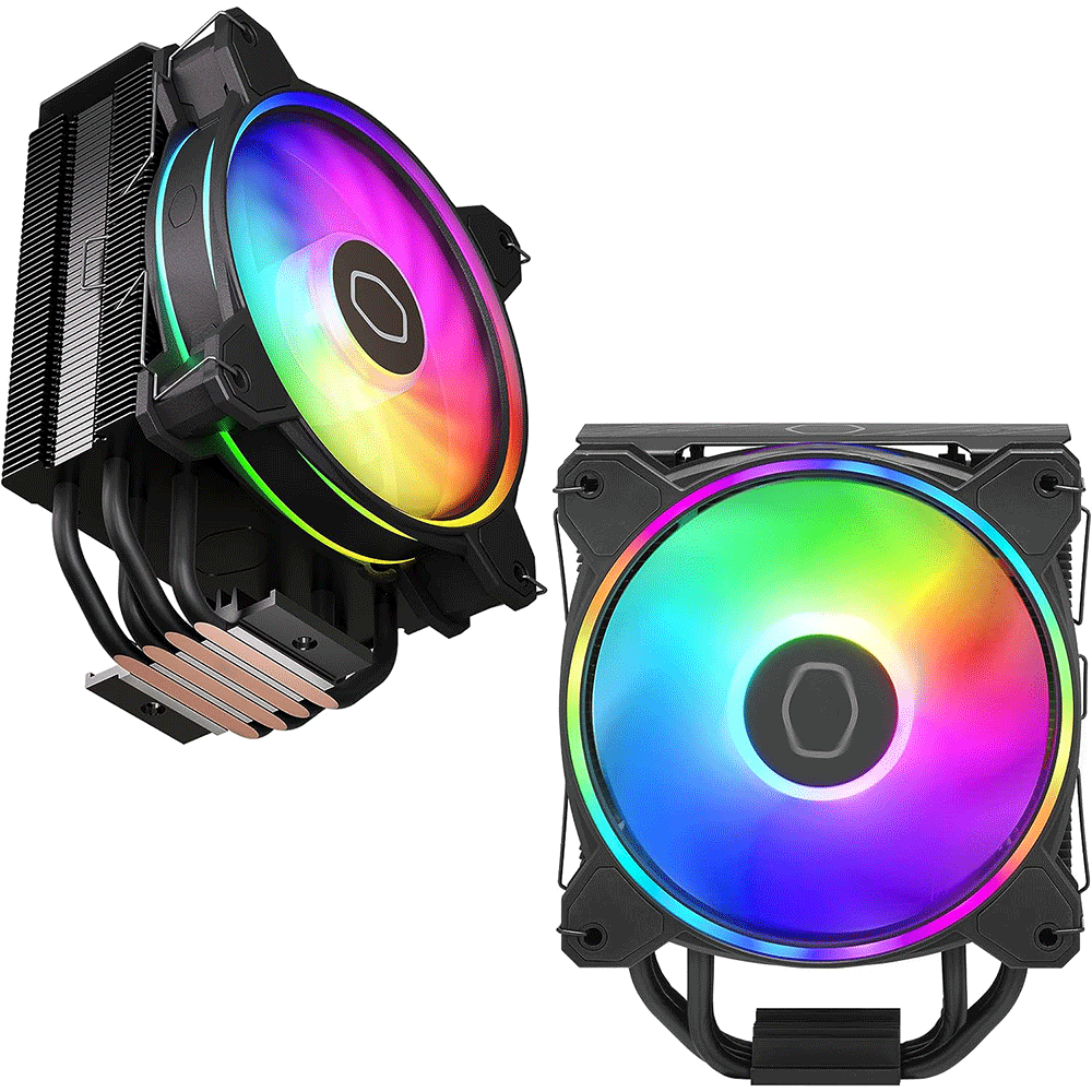 Cooler Master Hyper 212 Halo Black CPU Air Cooler, 120 Halo² Fan, Dual Loop  ARGB, Aluminum Top Cover, 4 Copper Heat Pipes, 154mm Tall, Brackets AMD