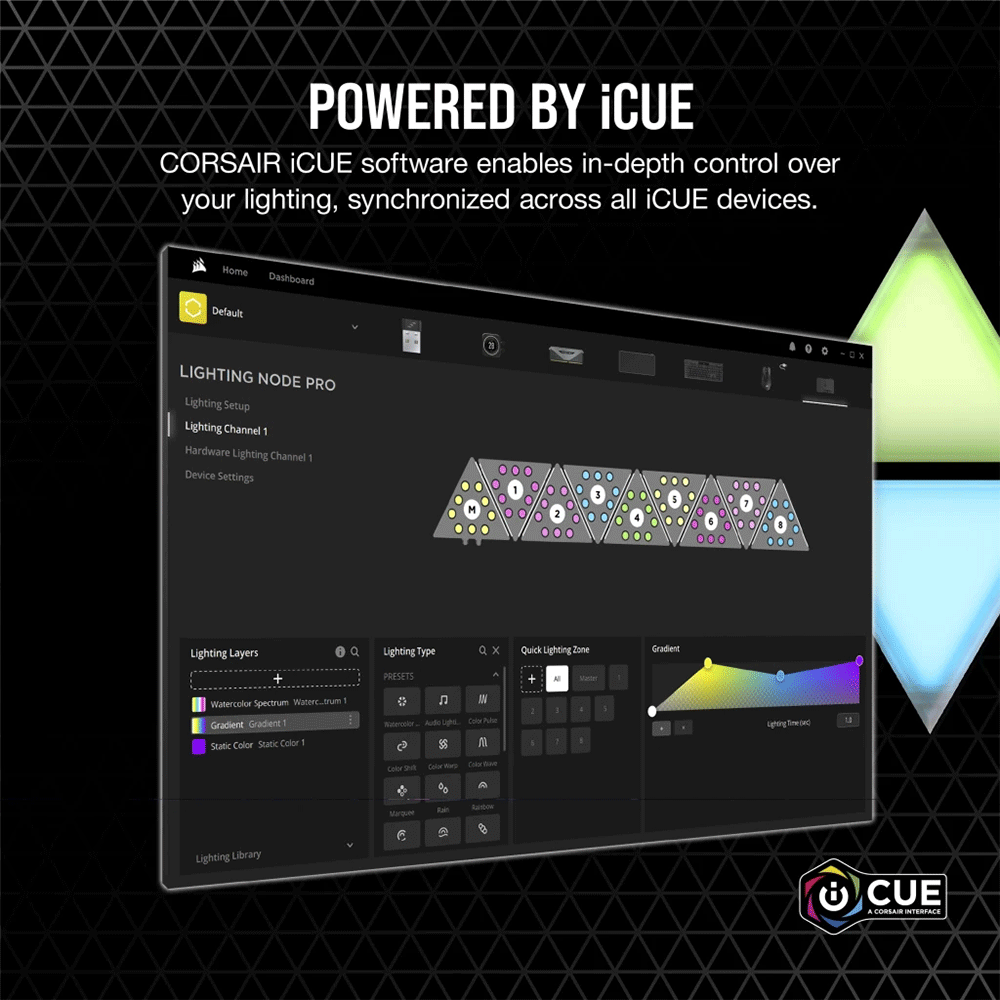 Corsair iCUE LC100 Case Accent Lighting Panels Mini Triangle