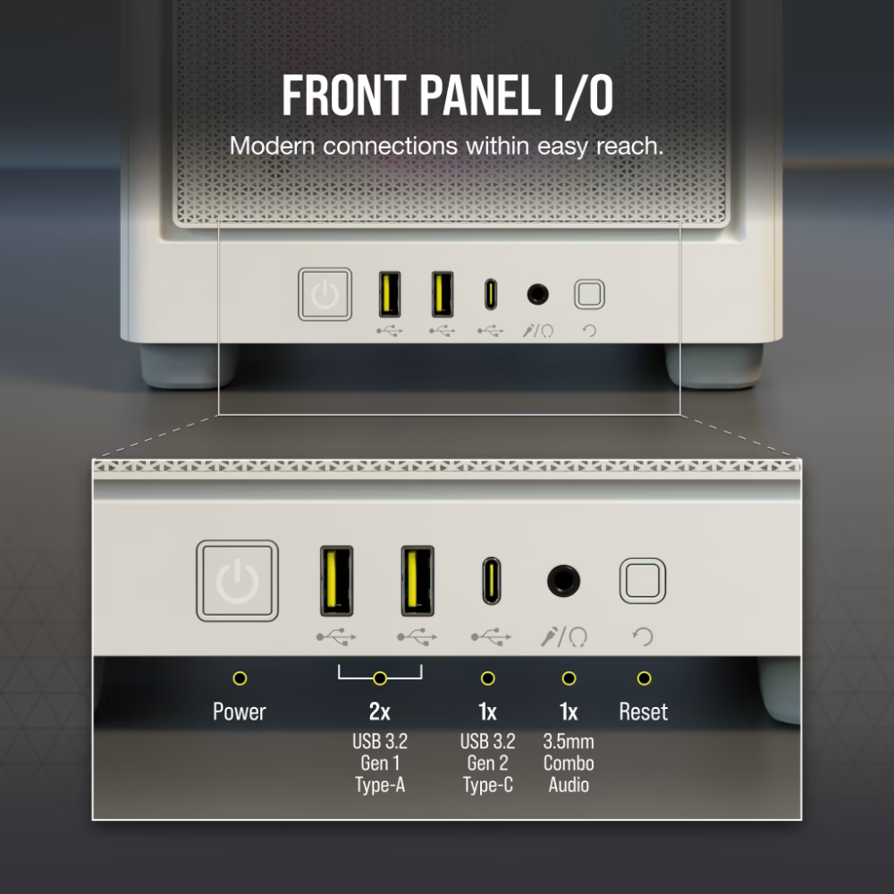 Corsair RGB 2000D AIRFLOW Mini-ITX PC Case - White