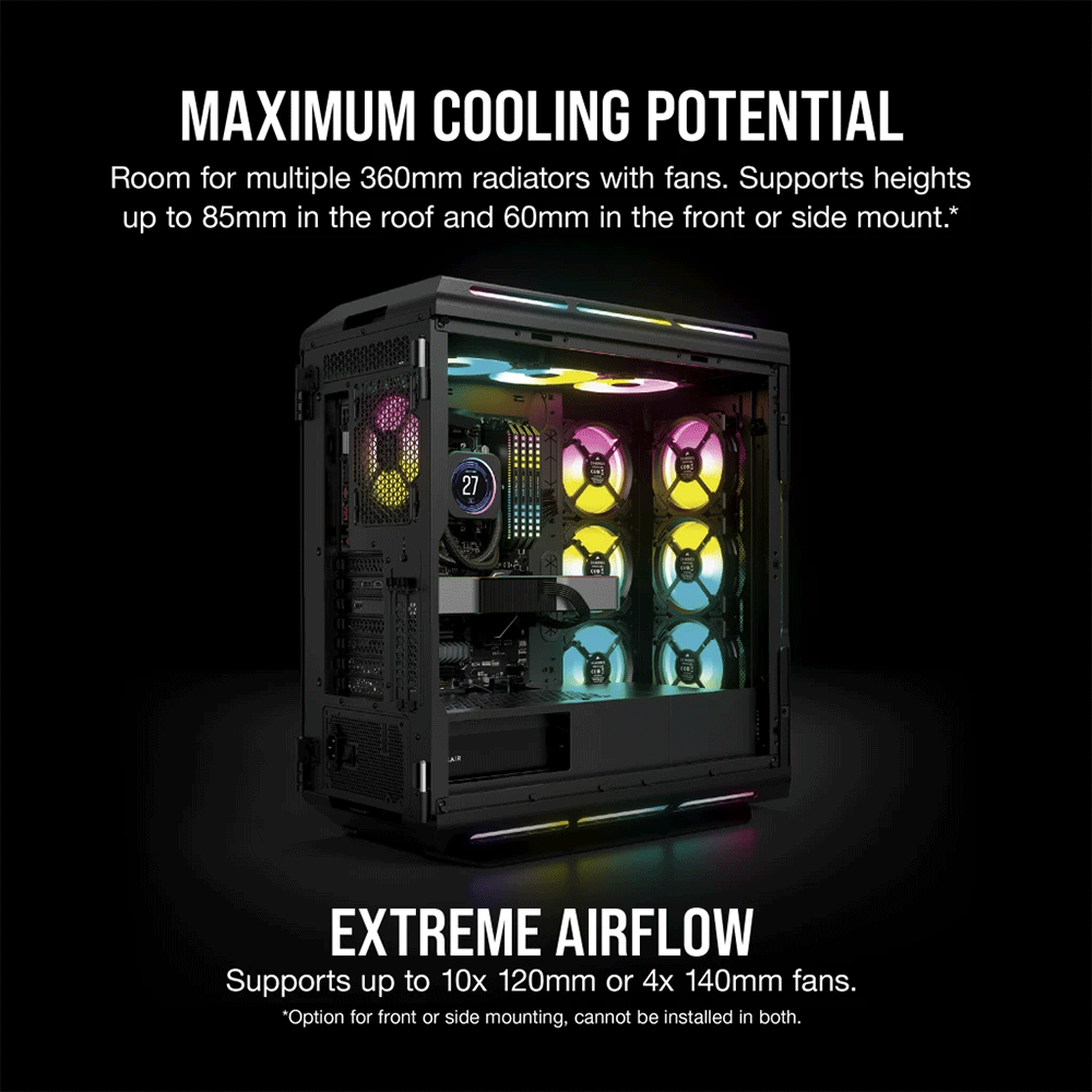 Corsair iCUE 5000T RGB Tempered Glass Mid-Tower ATX PC Case — Black
