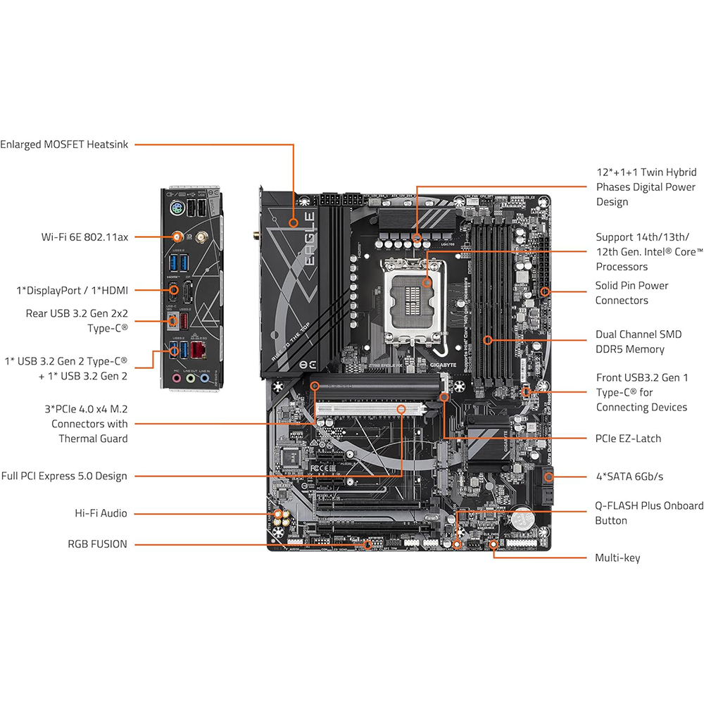GigaByte Z790 EAGLE AX LGA1700 Socket For Intel CPUs Motherboard