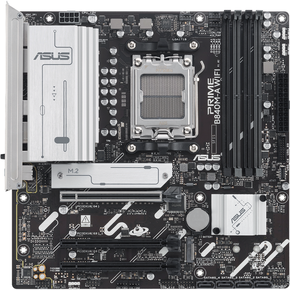 ASUS PRIME B840M-A WIFI, AM5 Socket For AMD Ryzen CPUs Motherboard