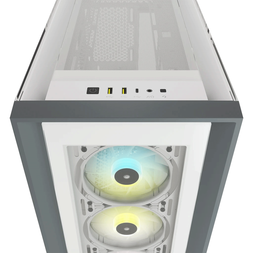 كورسير iCUE 5000X RGB Tempered Glass Mid-Tower ATX Smart كيس ابيض