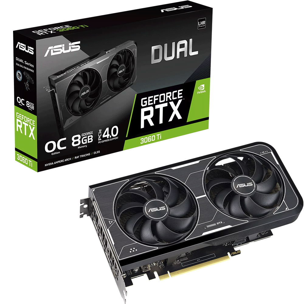 اسوس Dual GeForce RTX 3060 Ti OC Edition 8GB GDDR6X كرت شاشة للالعاب